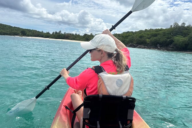 Kayak & Snorkel with Sea Turtles, National Park, St. John - Paddling across Caneel Bay