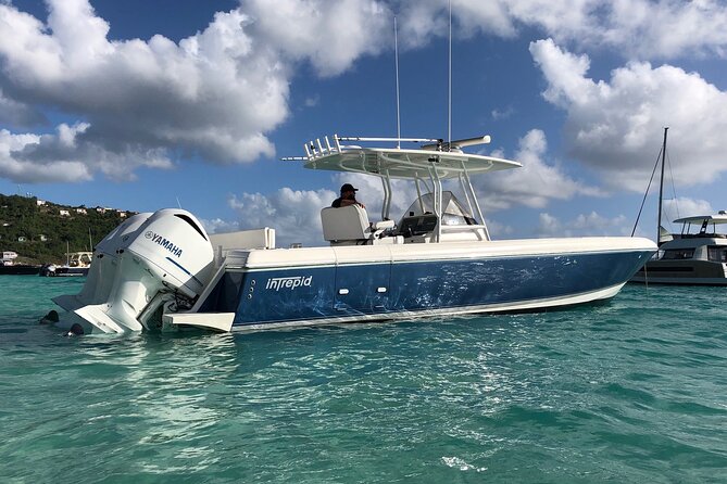 St Thomas Full-Day Boat Rental 37' Intrepid Powerboat - A private boat day, not a fixed sightseeing loop