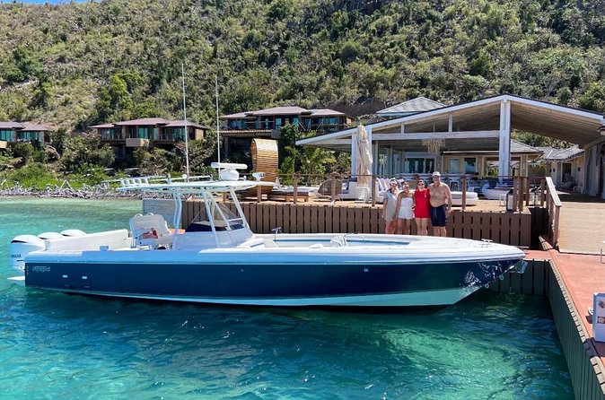 St Thomas Full-Day Boat Rental 37' Intrepid Powerboat - St John and Water Island for an easier island day