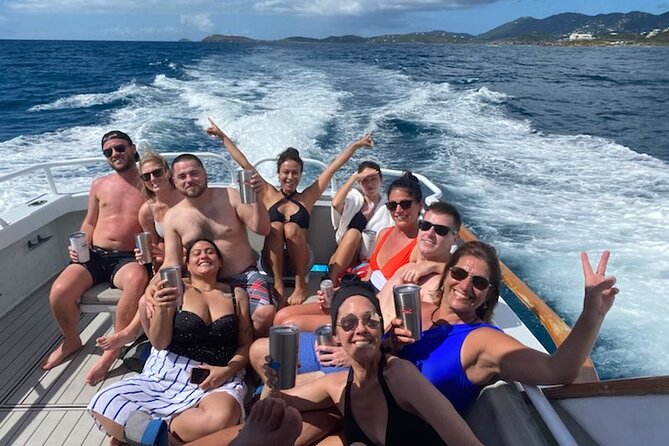 US Virgin Islands Island Hop & Food Boat Tour - Lime Out: swimming to a floating taco boat